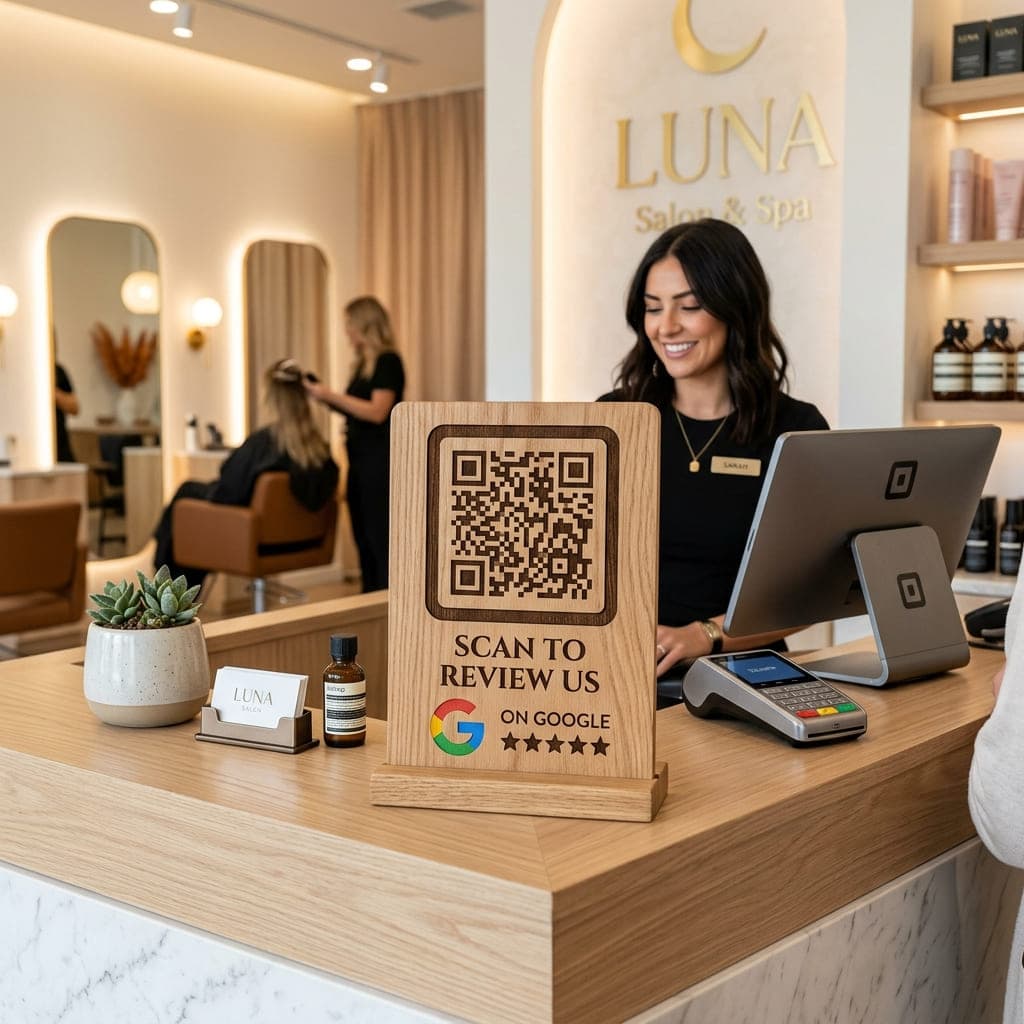 Google Review Standee on Billing Counter